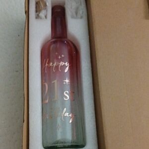 Gradient Wine Bottle with 21st Birthday Design